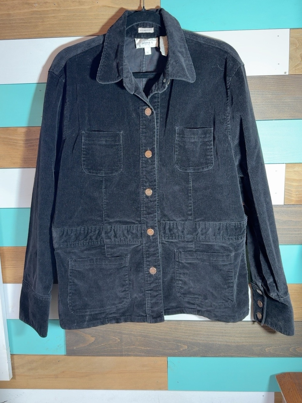 Jones Sport Black Stretch Corduroy Utility Jacket